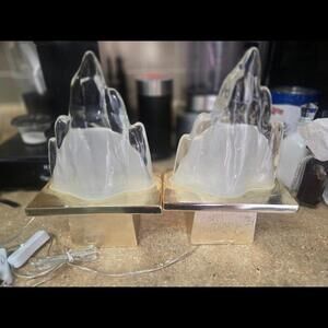 Set of 2 Gold Torch Lamps With USB Plug in